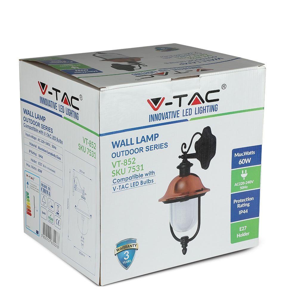 VT-852 E27 WALL LAMP WITH CLEAR COVER -DOWN