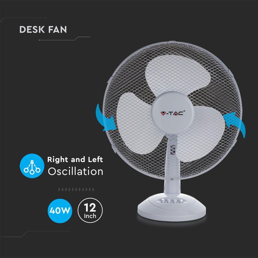 VT-4012-3 40W DESK FAN WITH KNOCK-DOWN BASE-4 BUTTONS-3 BLADES(12INCH)