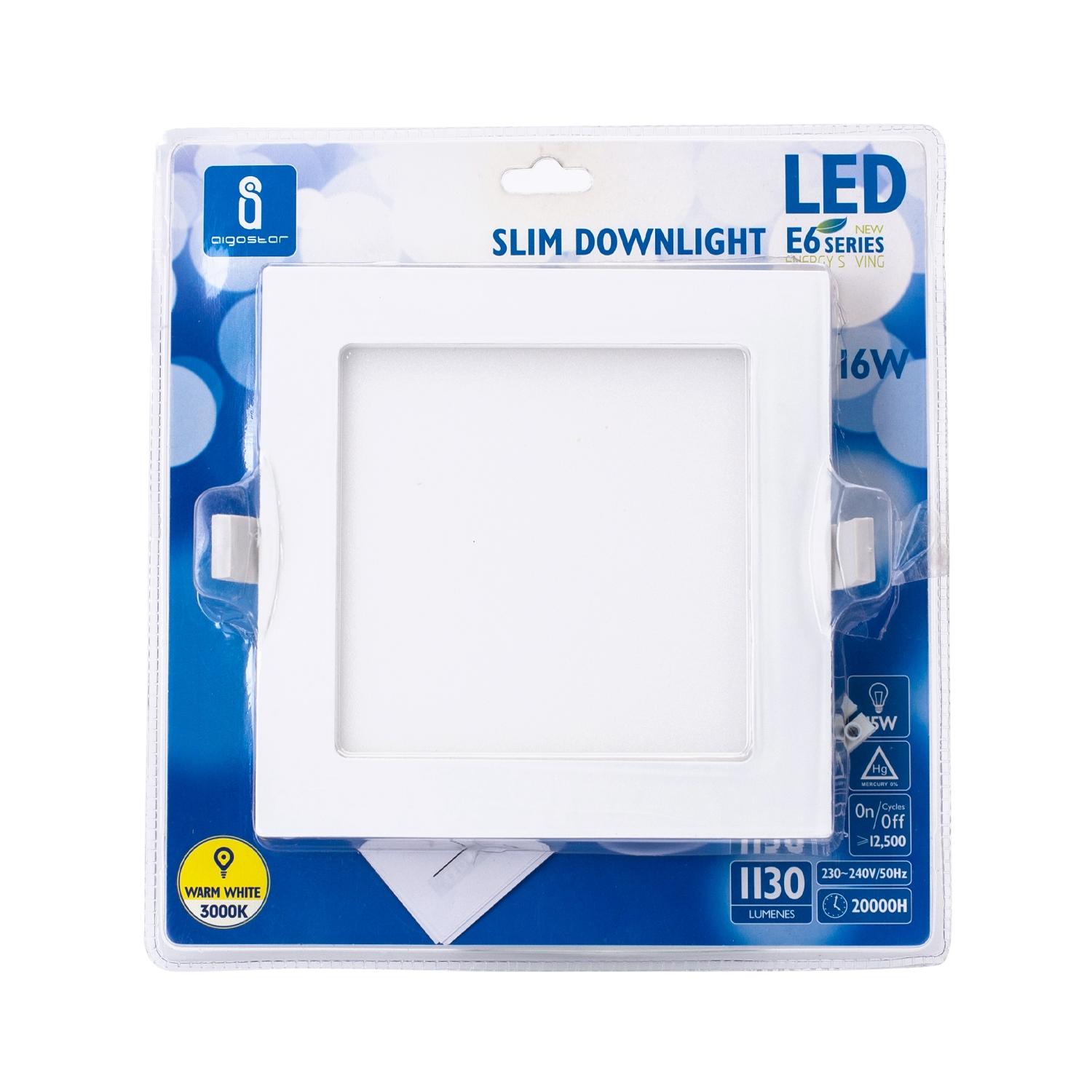 Downlight kwadratowy podtynkowy LED 16W Żółte światło