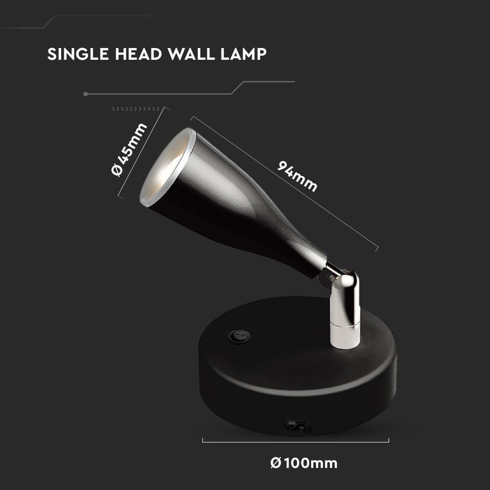 VT-805 4.5W LED WALL LAMP WITH SWITCH 3000K BLACK