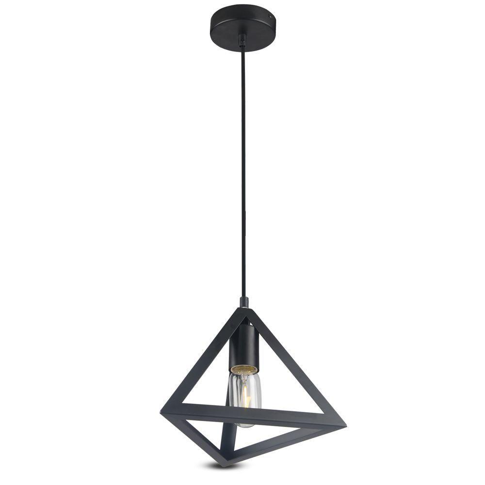 VT-7141 MATT BLACK PENDANT LIGHT WITH BLACK CANOPY-E27