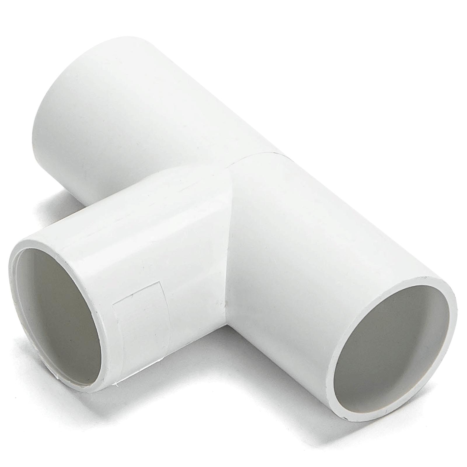 PVC Round Wire Duct Tee Bend White 25mm 4PCS