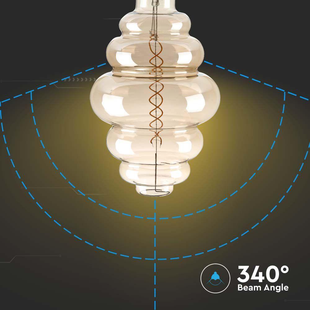 8W Żarówka dekoracyjna LED S200, Klosz: Bursztynowy, Barwa:1800K, Ściemniana, Trzonek:E27, VTAC, SKU 217465