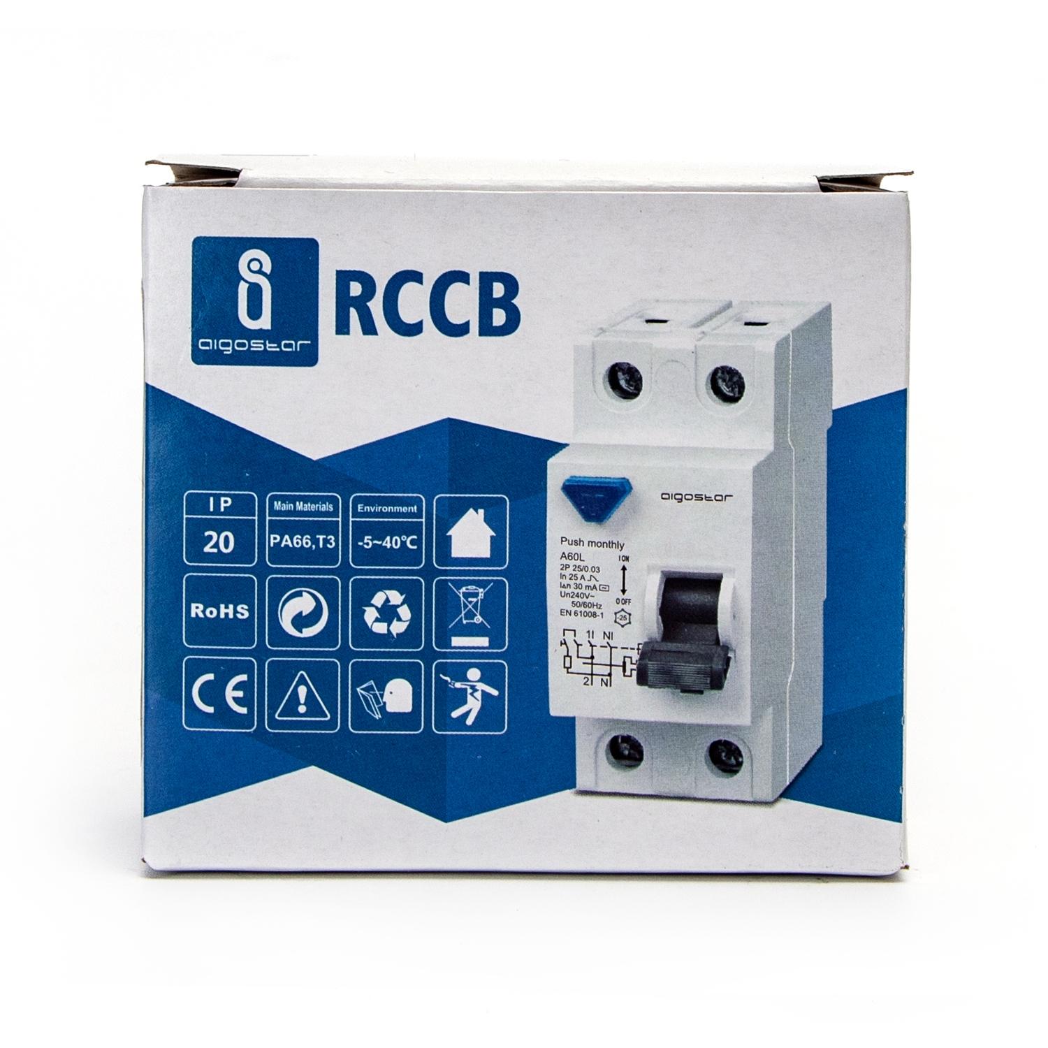 Residual Current Circuit Breaker 2P 40A 30mA AC Gray