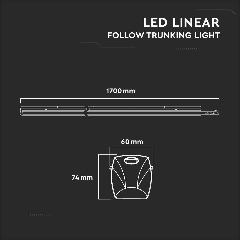 VT-4550D 50W LED LINEAR FOLLOW TRUNKING 4000K 90'D LENS (160LM/W)-DIMMABLE