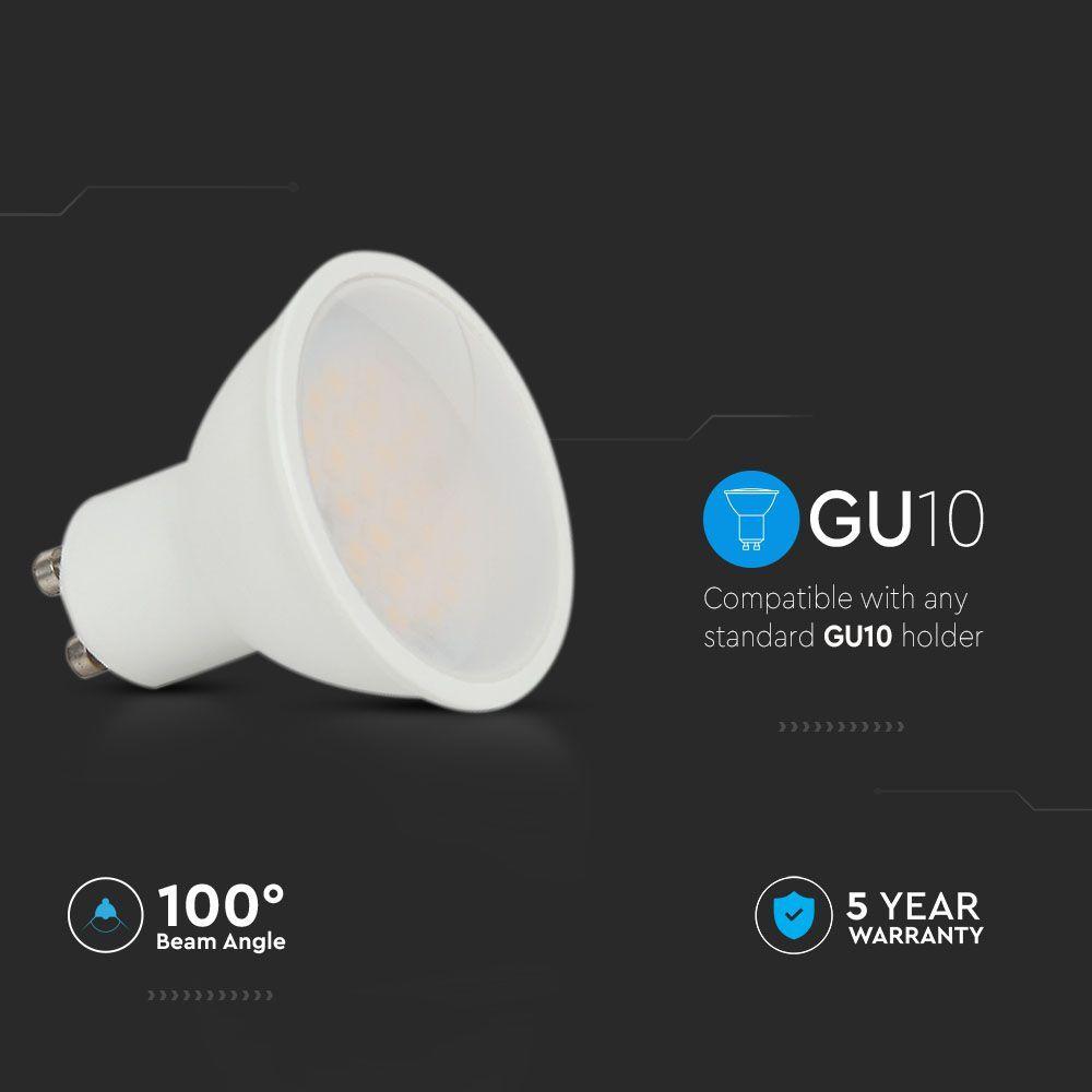 VT-271 10W GU10 LED PLASTIC SPOTLIGHT MILKY COVER SAMSUNG CHIP 6500K