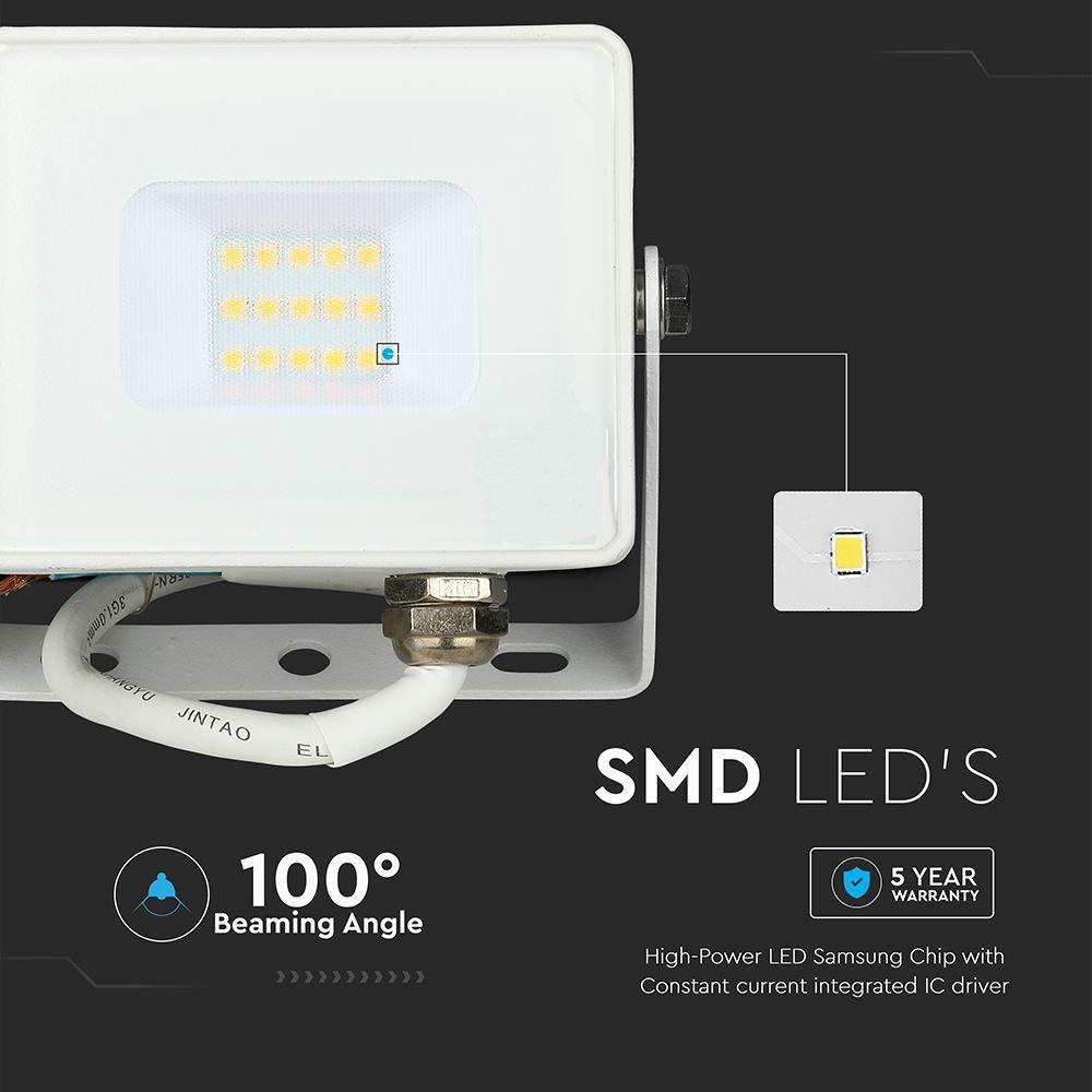 10W Naświetlacz LED SMD, Chip SAMSUNG, Barwa:3000K, Obudowa: Biała , VTAC, SKU 21427