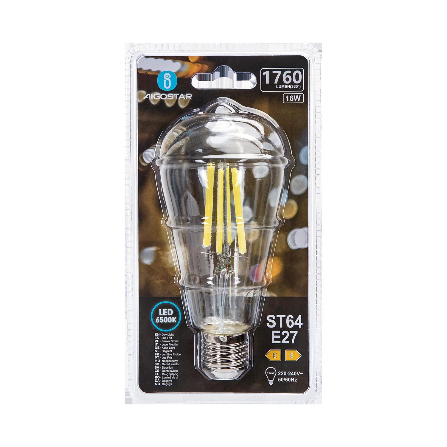 Żarówka LED Filament (Przezroczysta) ST64 E27 16W