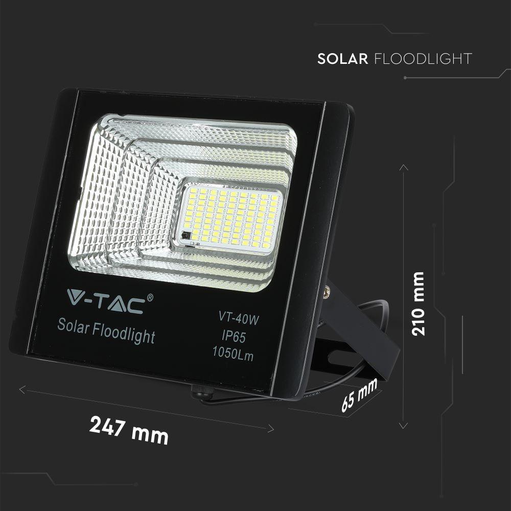 Naświetlacz solarny LED, Barwa:4000K, VTAC, SKU 8574