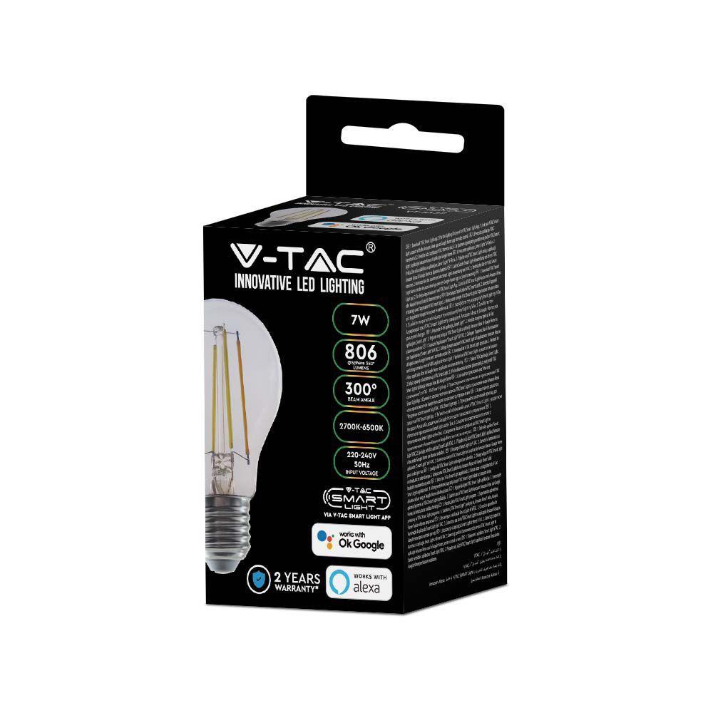 VT-5137 7W A60 FILAMENT BULB COMPATIBLE WITH AMAZON ALEXA & GOOGLE HOME 3IN1 E27