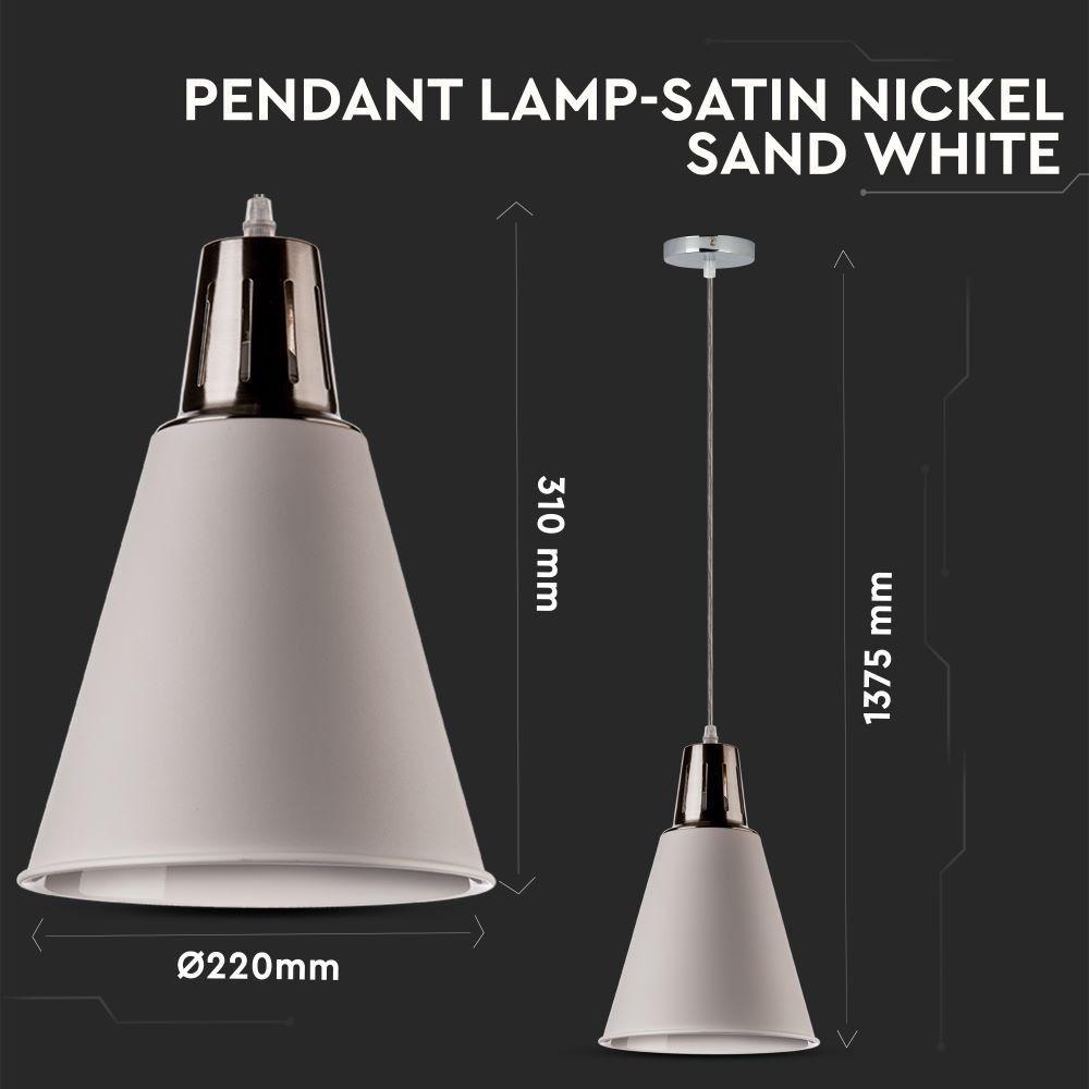 VT-7520 60W PENDANT LAMP-SATIN NICKEL+SAND WHITE-E27