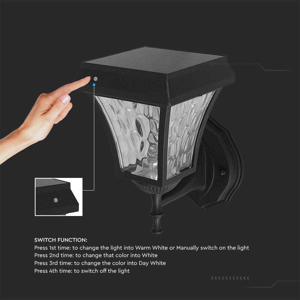 VT-982 LED SOLAR WALL LAMP CCT 3IN1 MATT BLACK BODY