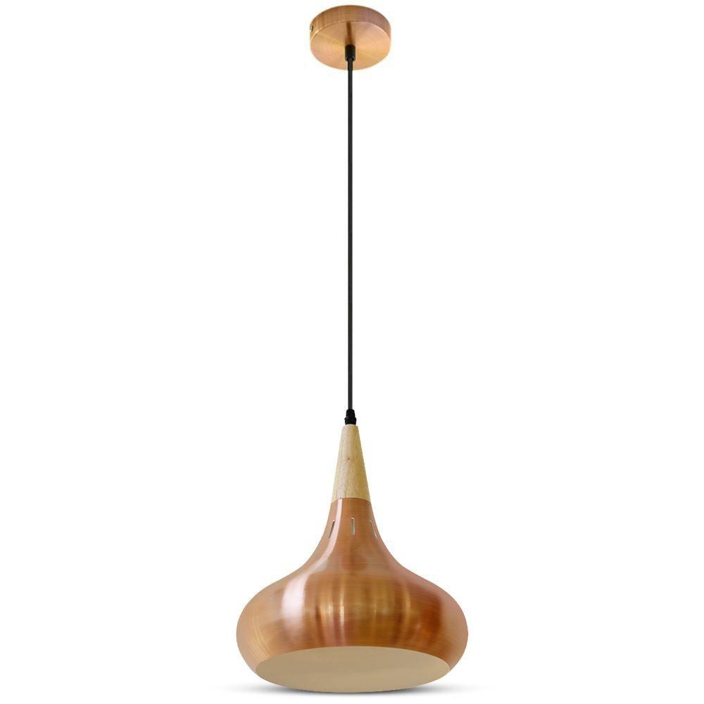 Lampa wisząca, Klosz: Metal + Drewno, Mosiądz, VTAC, SKU 3817