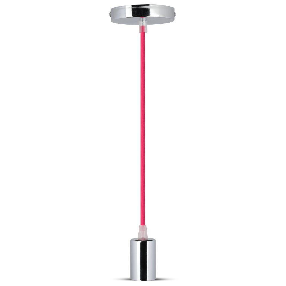 Lampa wisząca, oprawka chrom + przewód Różowy, VTAC, SKU 3792