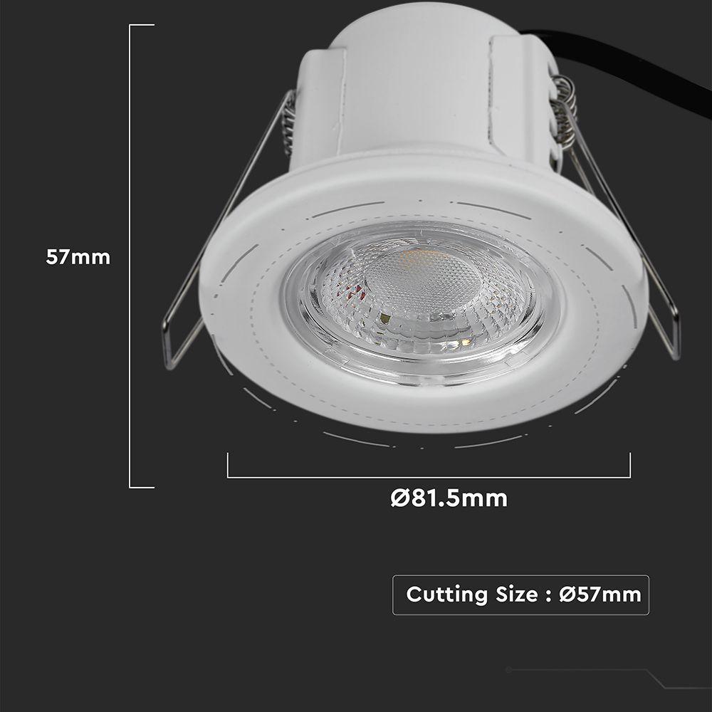 VT-885 5W SPOTLIGHT FIRERATED FITTING SAMSUNG CHIP 3000K WHITE 10PCS/PACK