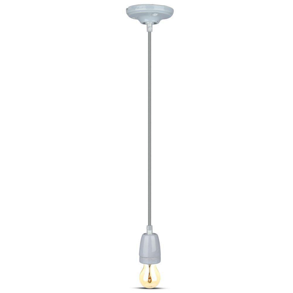 Lampa wisząca, Oprawka: Porcelanowa , Trzonek:E27, Szary, VTAC, SKU 3808