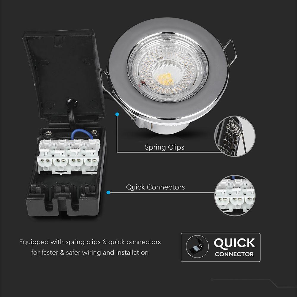 5W Oprawa wpuszczana Spot ognioodporna, Chip SAMSUNG, Barwa: 6400K, Chrom, VTAC, SKU 218180