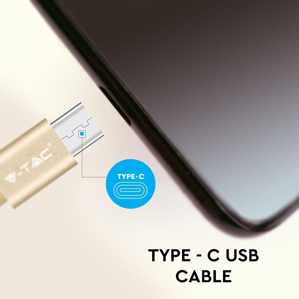 VT-5334 1M TYPE-C USB BRAIDED NYLON CABLE-GOLD(PLATINUM SERIES)