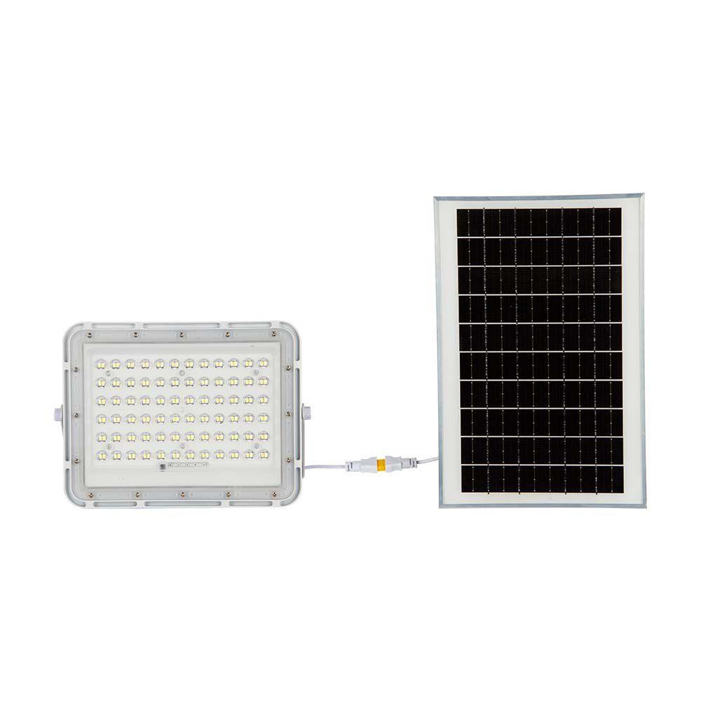 VT 120W LED SOLAR FLOODLIGHT 4000K 12000 mAh BATTERY 3M CABLE SMART IR REMOTE FAST CHARGE WHITE