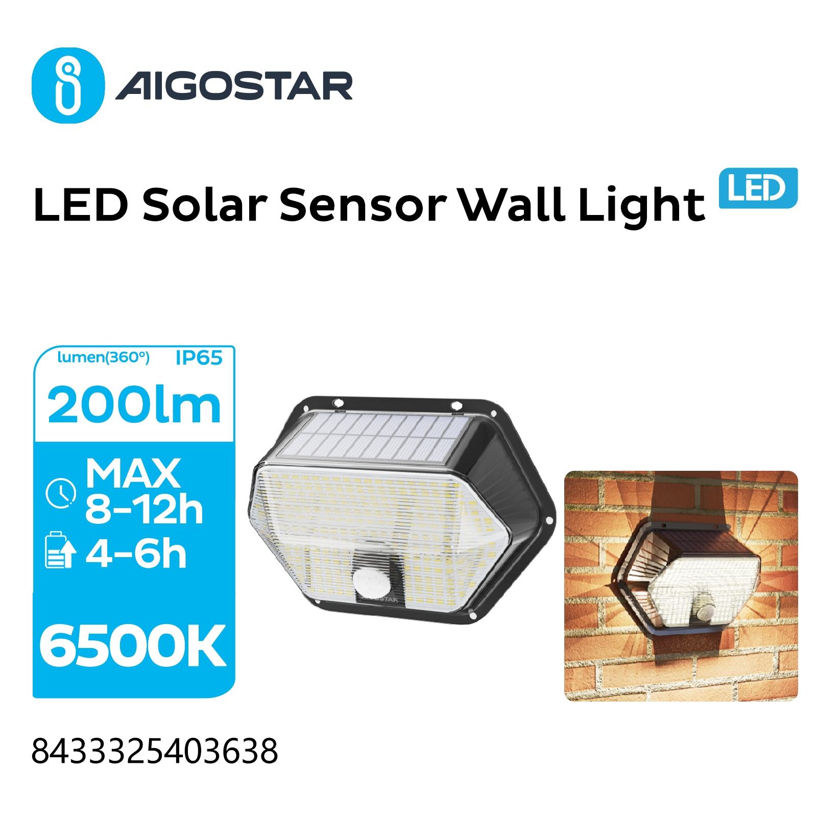 SOLAR SENSOR WALL LIGHT/AREA LIGHTING/ 
small front and side LIGHTING/2700K+6500K/PIR