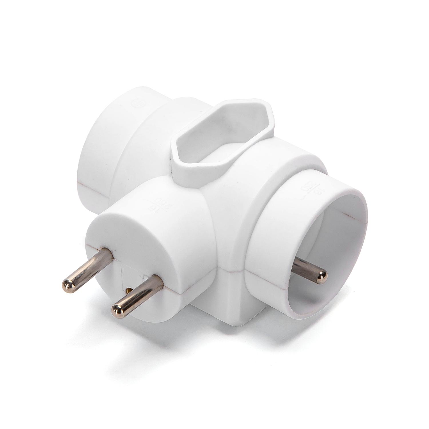 French 3-Way Adaptor (Without Switch) 2*16A+1*2.5A White