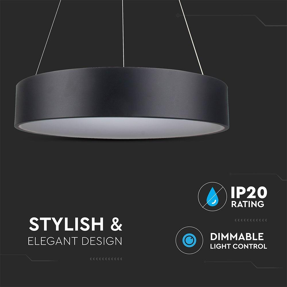 VT-25-1D 20W LED SURFACE SMOOTH PENDANT LIGHT 3000K-BLACK,DIMMABLE