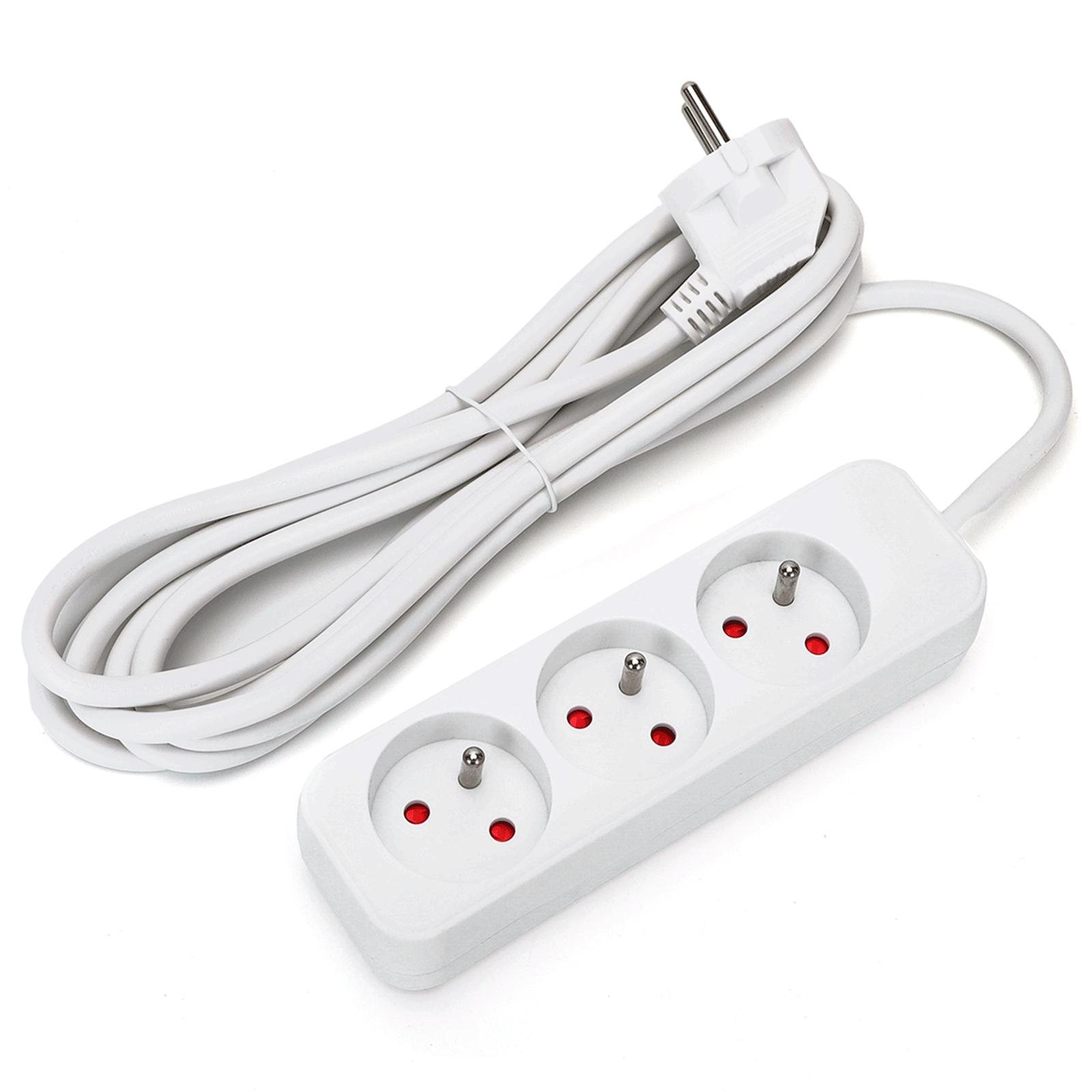 Power strips 3-way 3m H05VV-F 3G1.0m㎡ White