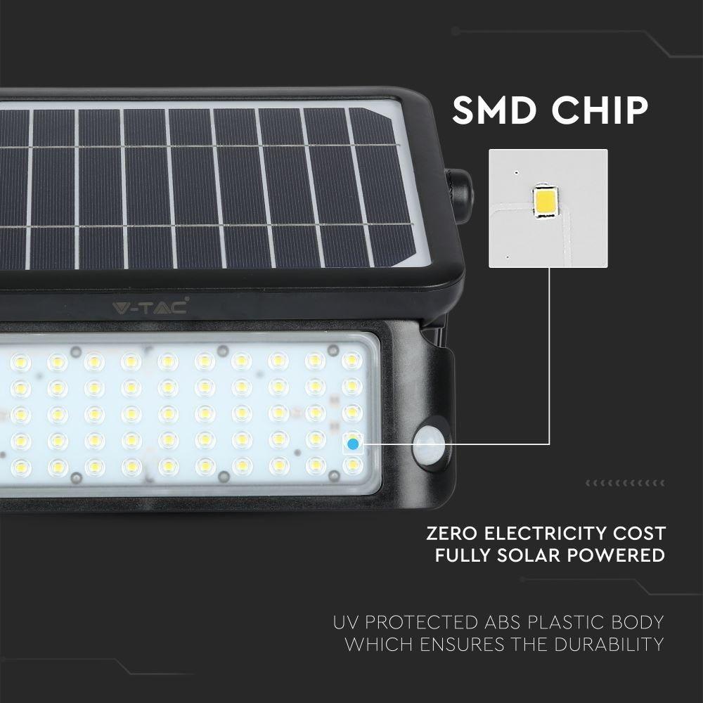 10W Naświetlacz LED solarny, Barwa:4000K, Obudowa: Czarna, VTAC, SKU 8550