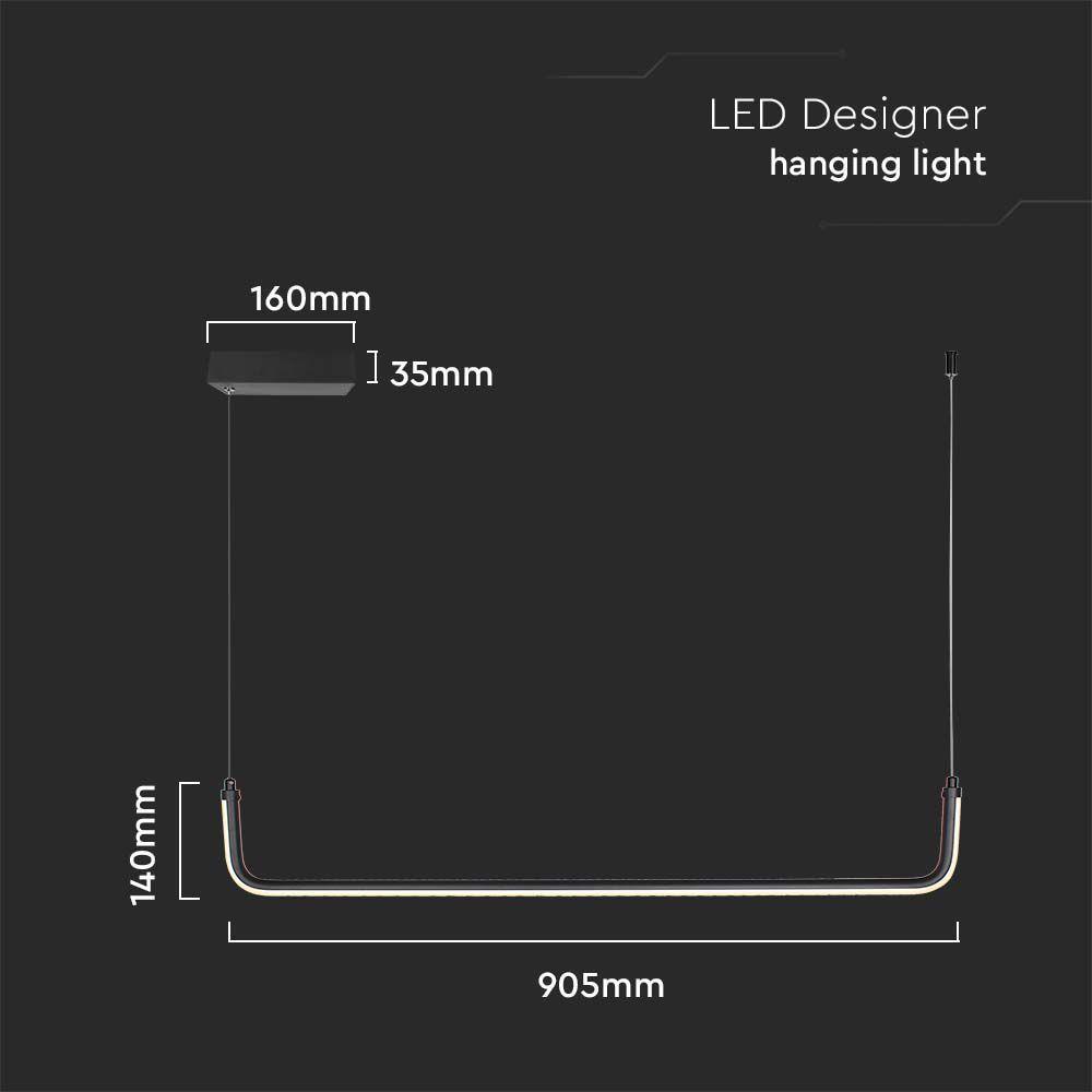 12W Lampa wisząca dekoracyjna LED 4000K, Kolor: Czarny      , VTAC, SKU 6939