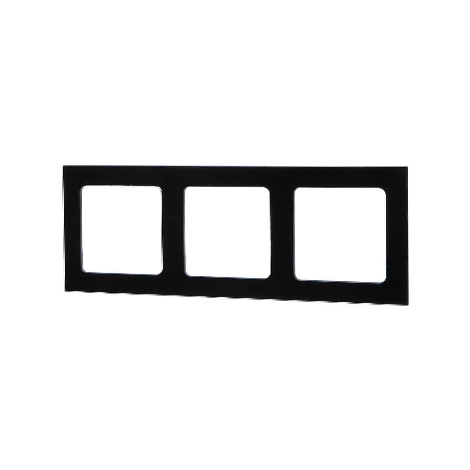 German-French Three Gang Glass Wall Plate Black