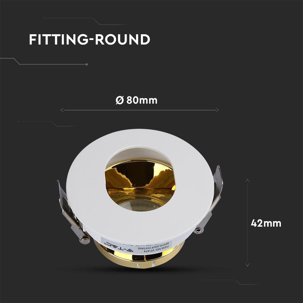 VT-874 GU10 FITTING ROUND-WHITE+GOLD