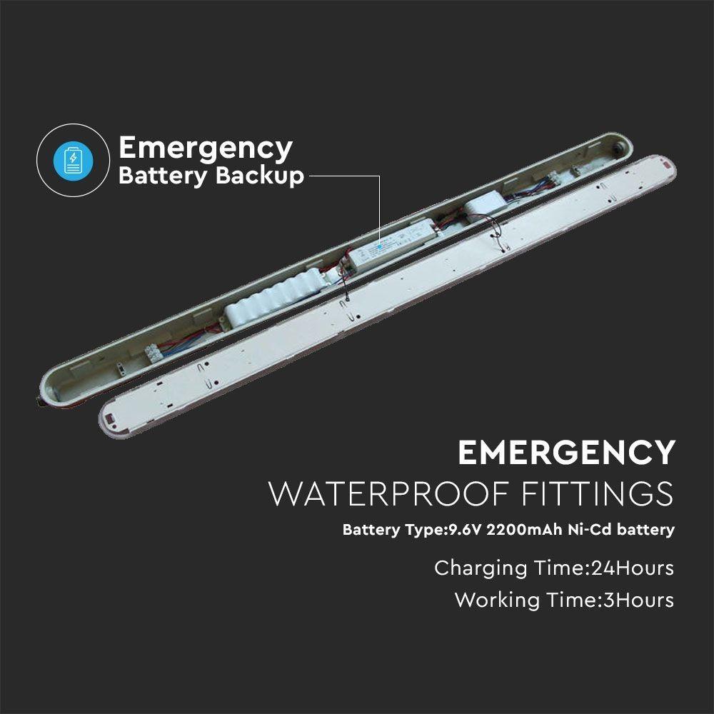 VT-120136E 36W LED LED WATERPROOF FITTING 120CM-SAMSUNG CHIP-EMERGENCY KIT-MIL...