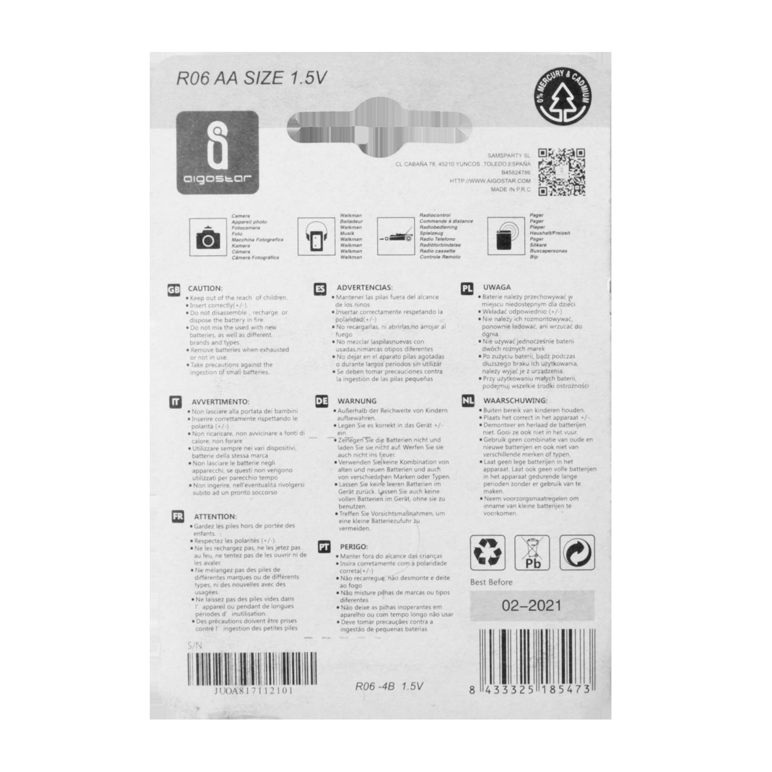 Bateria cynkowo-węglowa R6 1.5V 4 szt.