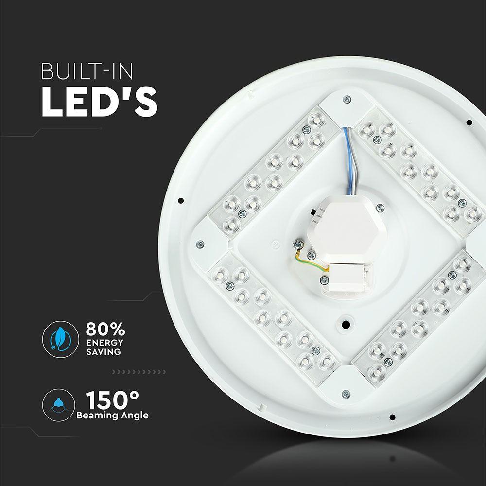 18W Plafon LED DOME, Średnica: 300,  Klosz: Mleczny, Barwa:3w1, VTAC, SKU 7605