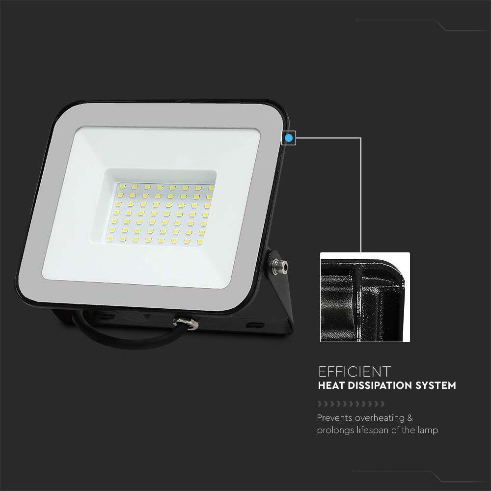 VT-44050 50W FLOODLIGHT SAMSUNG CHIP 6500K BLACK BODY GREY GLASS