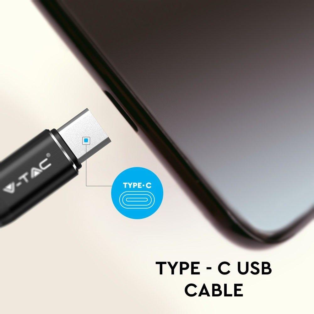 VT-5352 1M TYPE-C USB BRAIDED CABLE-BLACK(GOLD SERIES)