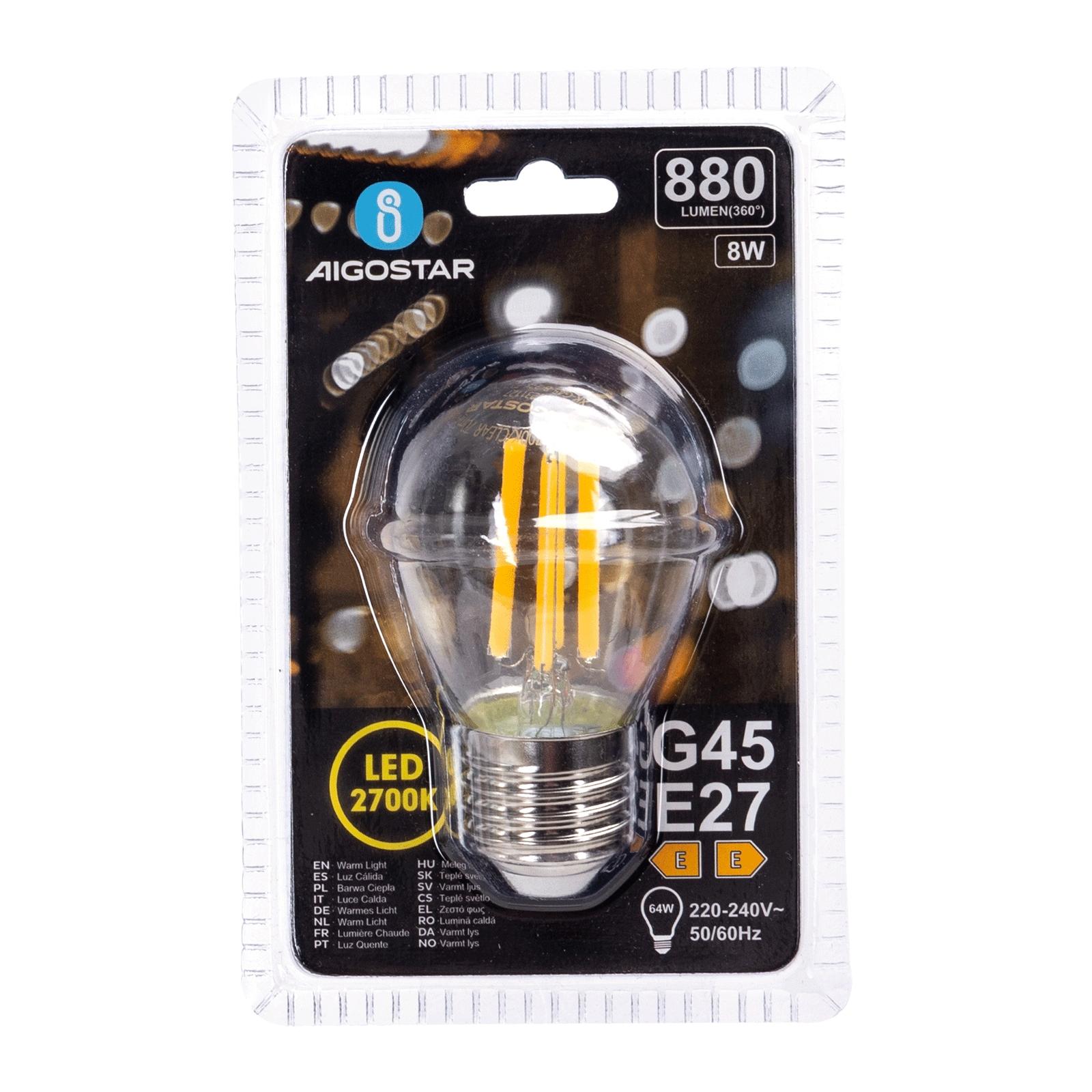 LED Filament Bulb (Clear) G45 E27 8W