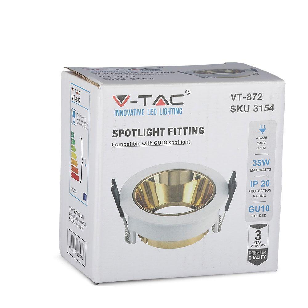 VT-872 GU10 FITTING ROUND-WHITE+GOLD