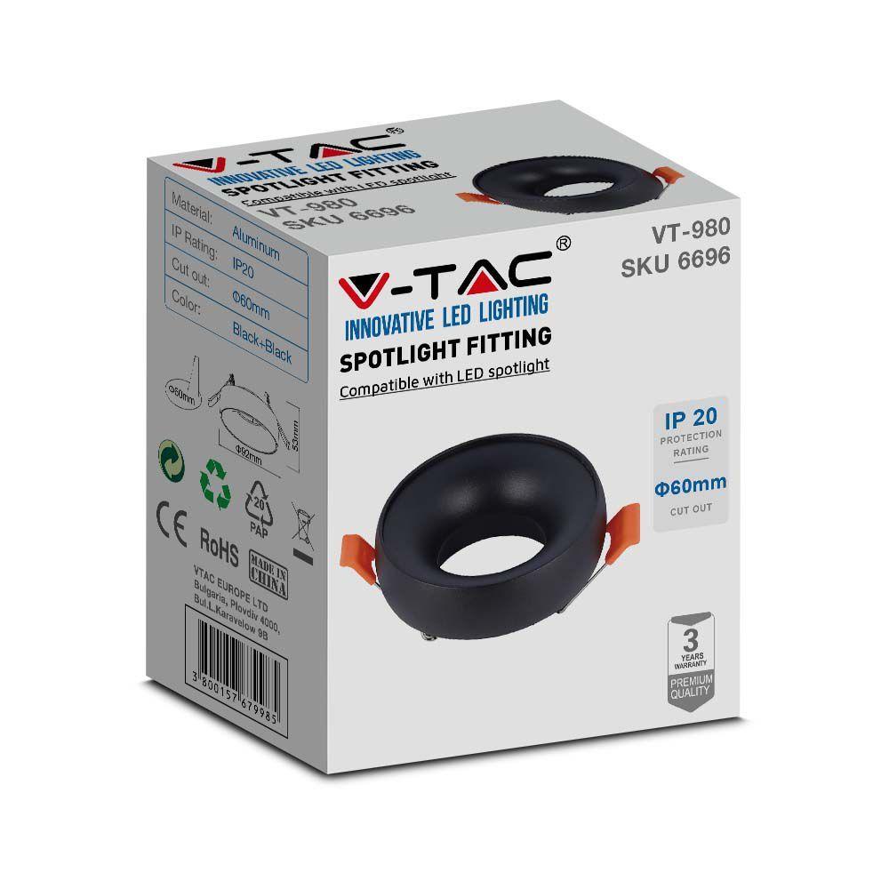 VT-980 GU10 FITTING ROUND BLACK FRAME+BLACK REFLECTOR