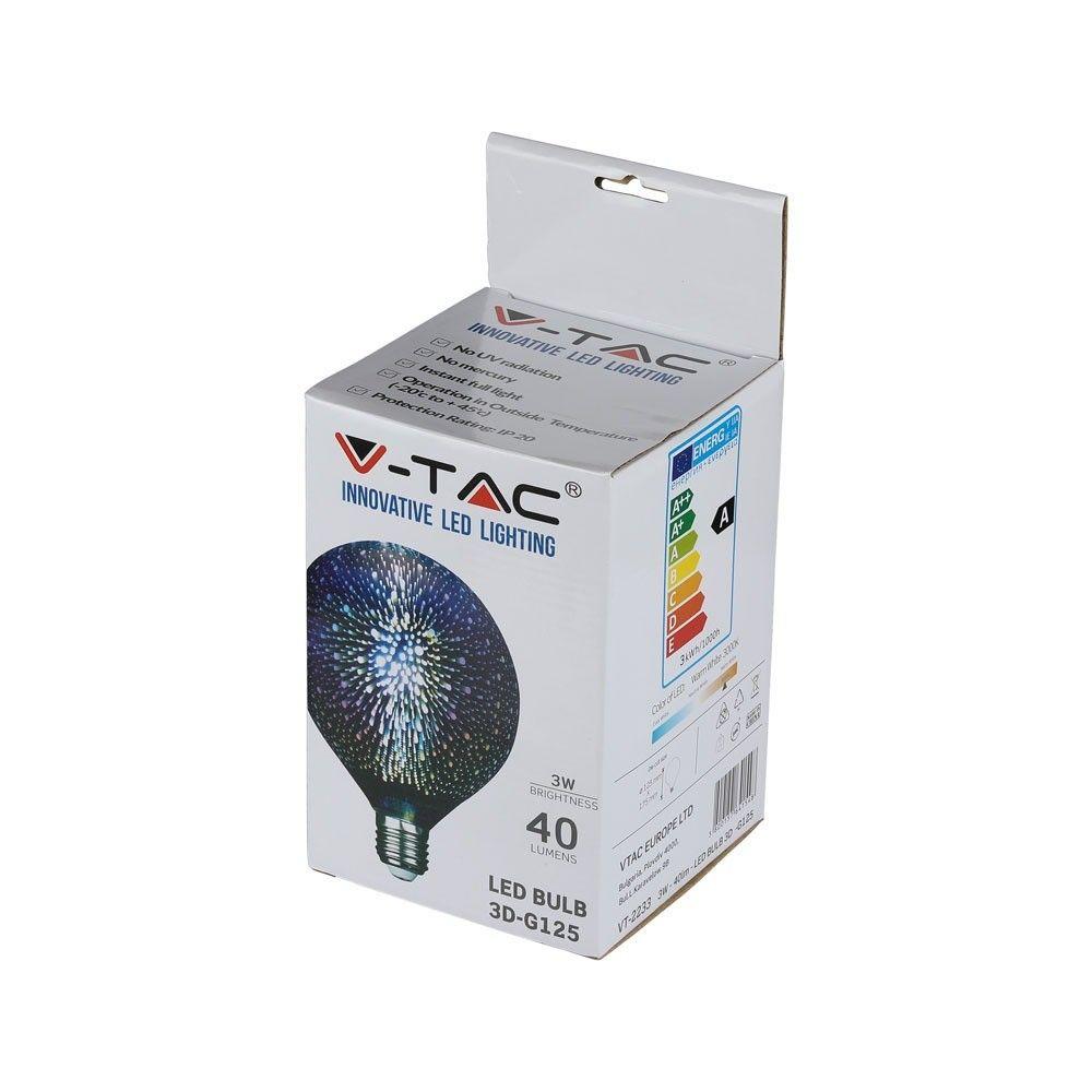 VT-2233 3W G125 LED 3D FILAMENT BULB 3000 E27