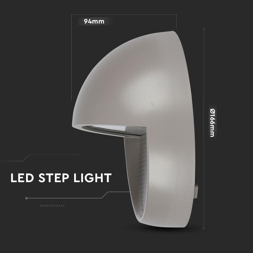 VT-1182 3W LED STEP LIGHT 3000K GREY BODY ROUND