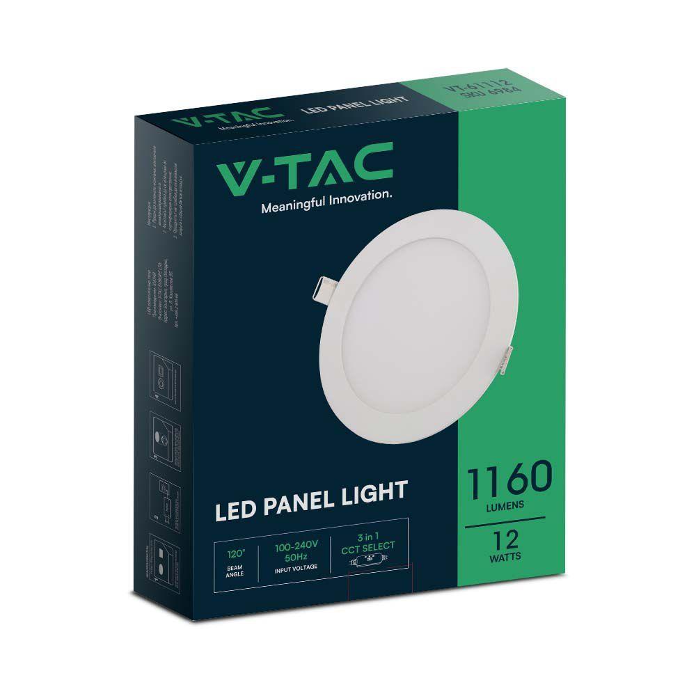 12W Panel LED , Barwa:3w1/ Okrągły, VTAC, SKU 6984