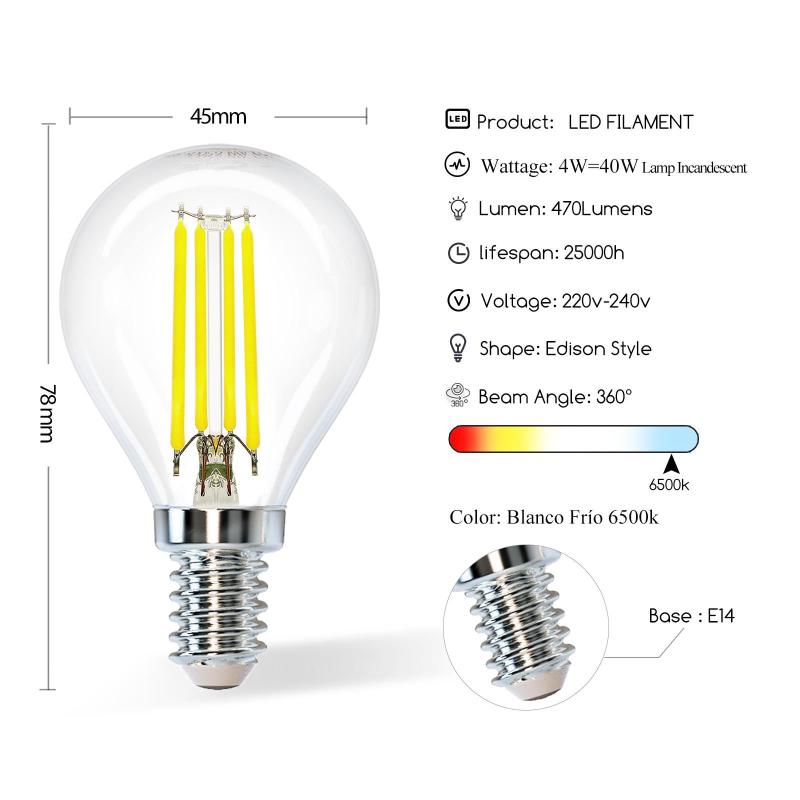 LED filament lamp G45