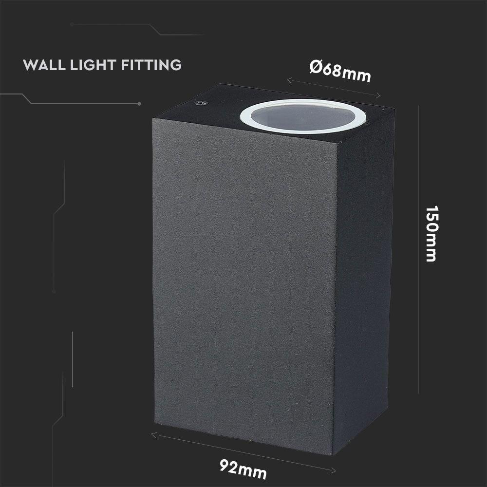 VT-7652 2 WAY GU10 WALL FITTING(ALUMINUM) SQUARE-BLACK (UP-DOWN) IP44