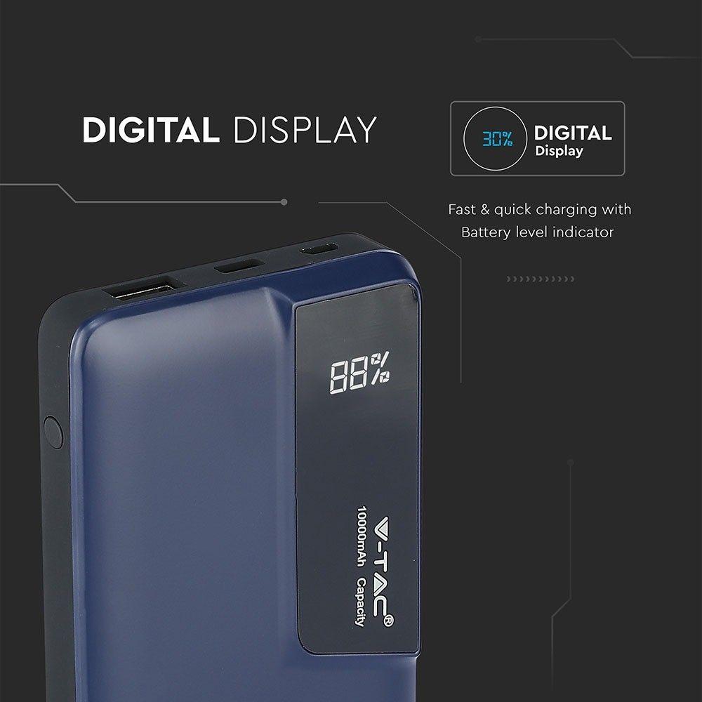 VT-3511 10000mah POWER BANK WITH DIGITAL DISPLAY & USB TYPE-C-NAVY