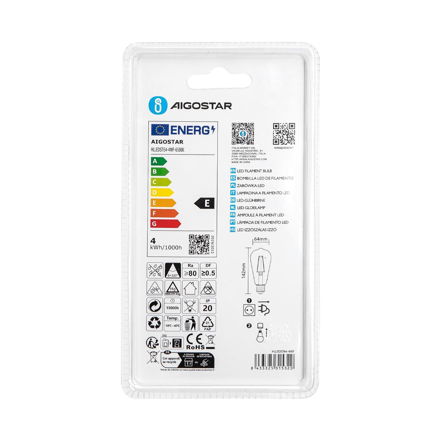 Mlecznobiała żarówka LED ST64 E27 4W