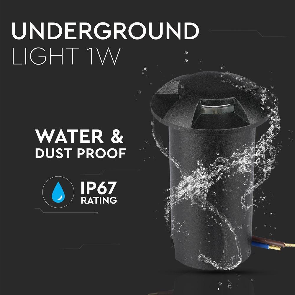 VT-1171 1W LED UNDERGROUND LIGHT(12V) 3000K-BLACK, IP67