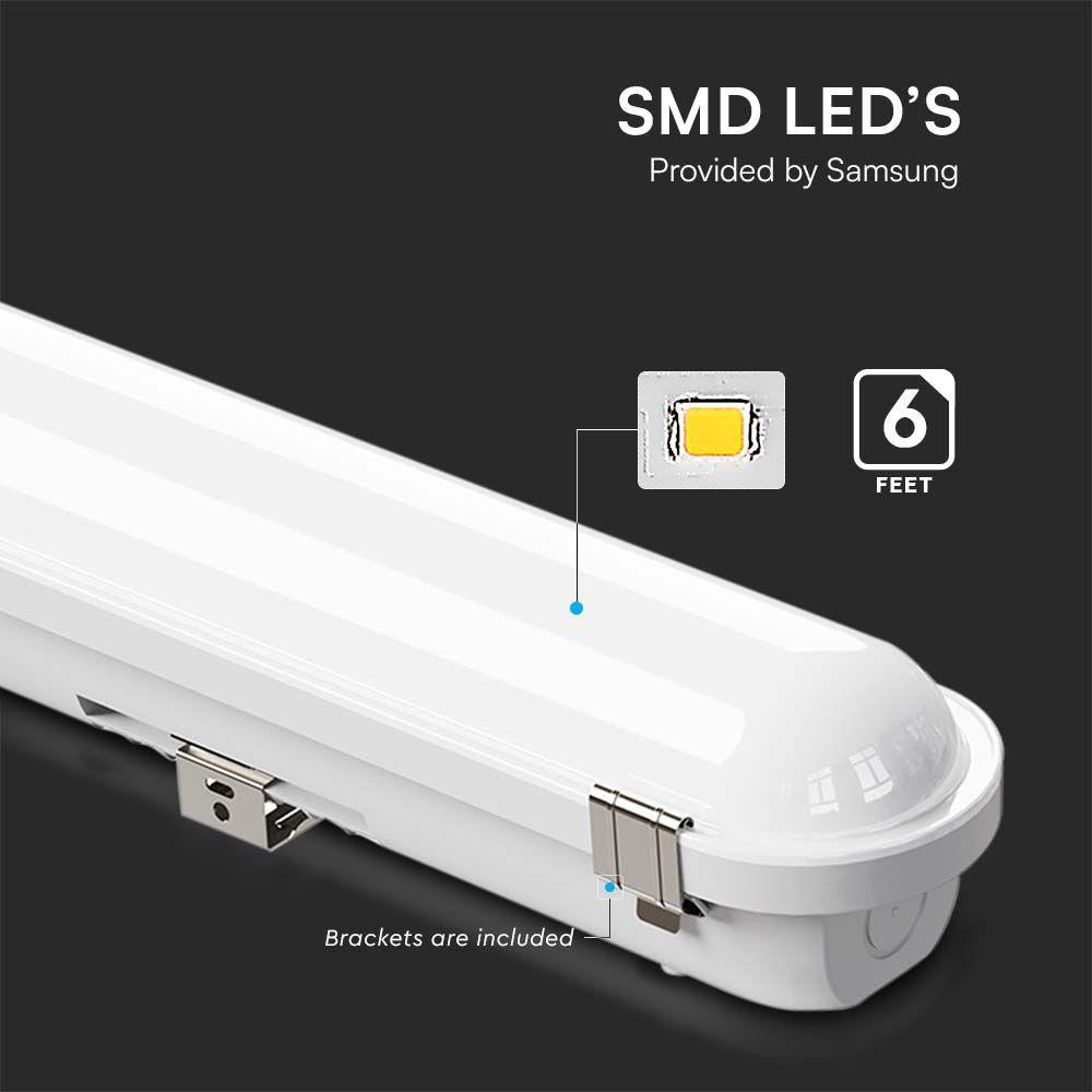 VT-41006ES 40W/50W/60W LED BATTEN FITTING SAMSUNG EMERGENCY SELF TEST 6FT 3IN1 IP65/IK10