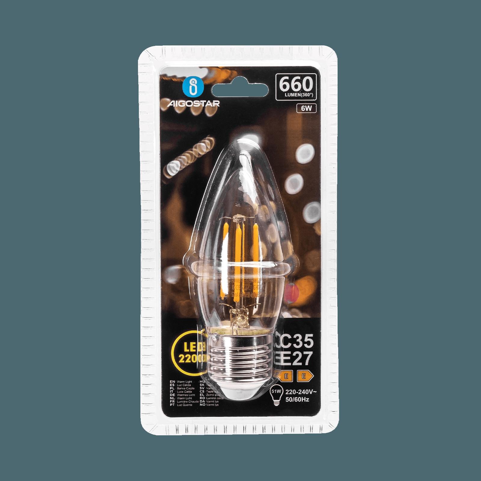 Żarówka LED Filament (Bursztynowa) C35 E27 6W