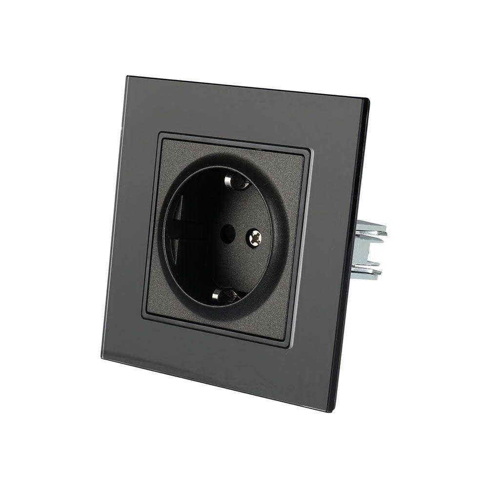 VT-5711 EU SOCKET 16A(GLASS PANEL)-BLACK